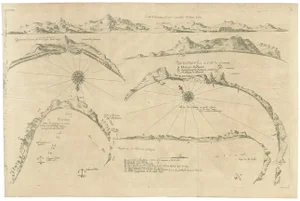 Map of Six Coast Views and Anchorages of Sierra Leone and Indonesia, 1660