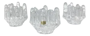 Sunflower Glass Candlesticks by Göran Wärff for Kosta Boda, Sweden, 1970s, Set of 3