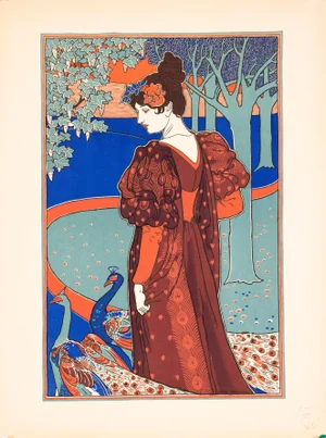 Louis Rhead – La Femme Au Paon (1897) Art Nouveau Lithograph – L’Estampe Moderne