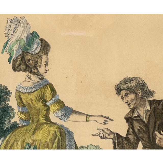 French Engraving Hand Colored Galerie Des Modes Costumes Francais, 1779 For Sale - Image 11 of 11