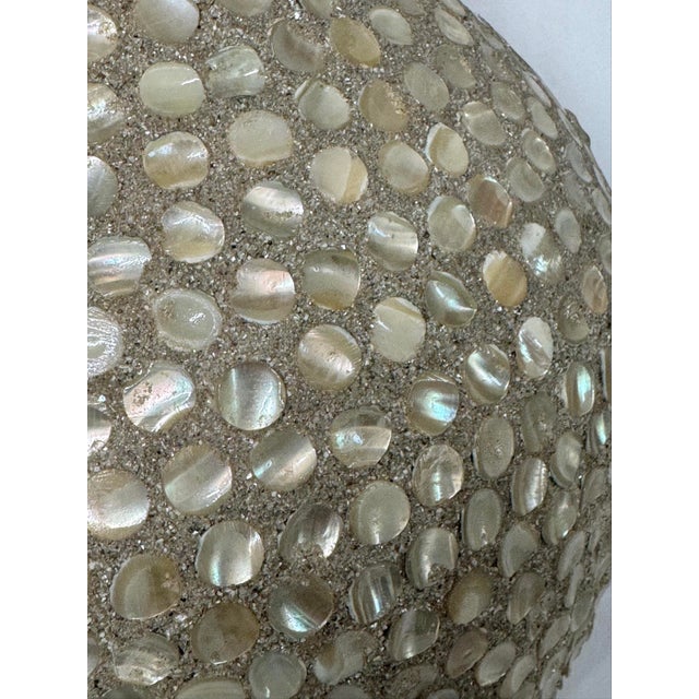 Contemporary 18.5” Mother of Pearl Sea Shell Mosaic Tile Vase Sand Beige For Sale - Image 3 of 8