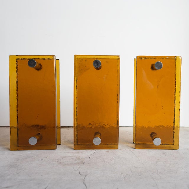 Vintage French Brutalist Amber Glass Push/Pull Door Handles, 1960s For Sale - Image 9 of 18
