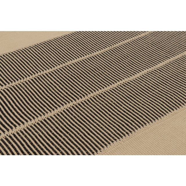 Rug & Kilim Contemporary Rez Kilim Flatweave Rug With Black & Beige Stripes For Sale In New York - Image 6 of 9