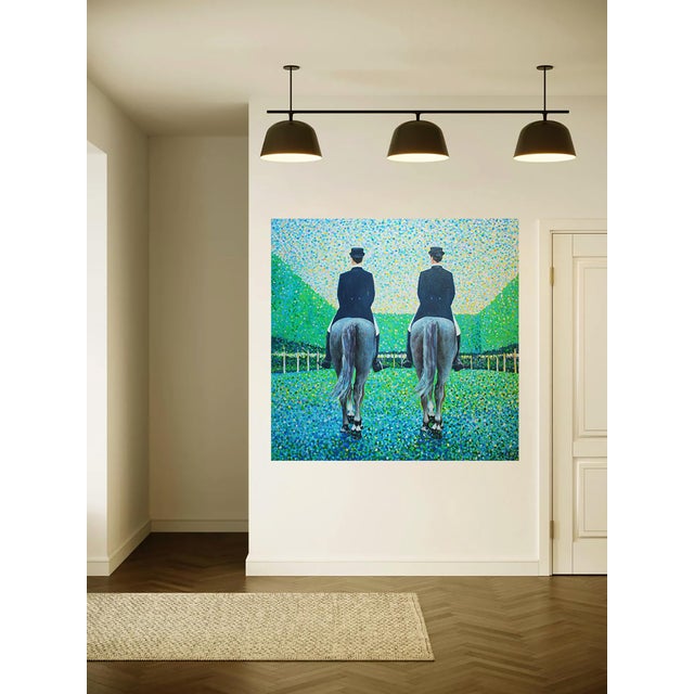 Recreation of business partners in the city park of a big city... In this vibrant oil painting, I've captured the...