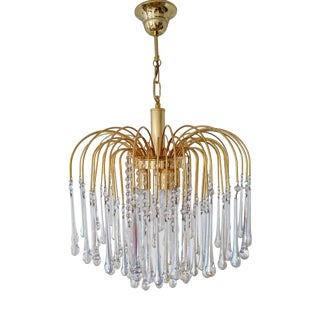 Murano Glass Teardrop Chandelier with Gilded Frame attributed to Paolo Venini, 1970s For Sale