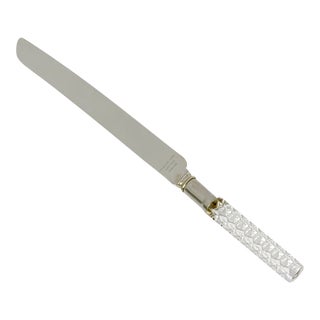 Vintage Hollywood Regency Style Sheffield England Crystal Diamond Cut Handle Bread Cake Knife For Sale