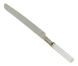 Vintage Hollywood Regency Style Sheffield England Crystal Diamond Cut Handle Bread Cake Knife
