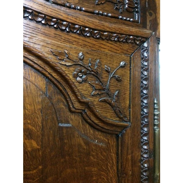 Wood Antique Oak Wardrobe, French Style Wardrobe For Sale - Image 7 of 17
