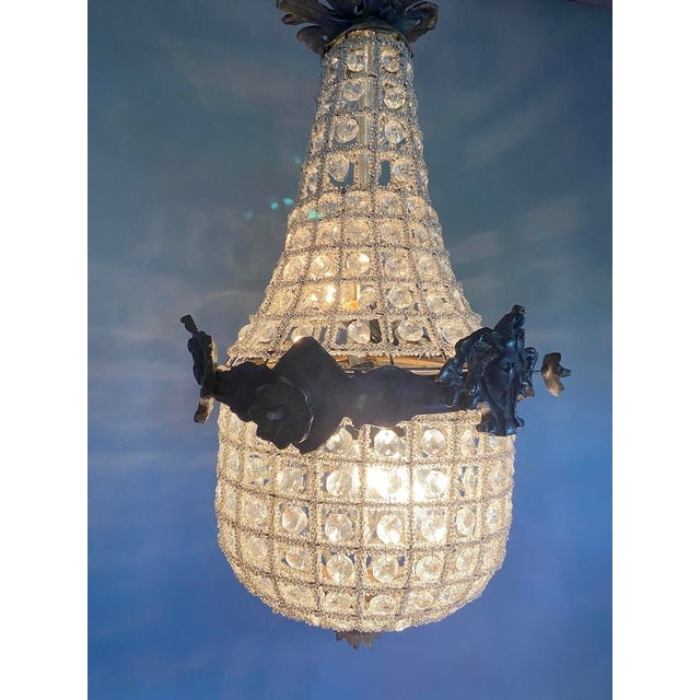 1960s French Louis XVI Charcoal Bronze Chandeliers -Pair For Sale - Image 15 of 18