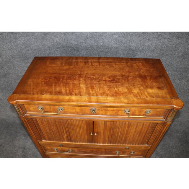 French Vintage Louis XVI Directoire Style Brass Mounted High Chest by Kindel For Sale - Image 3 of 13