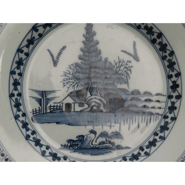 Delft 18th-C Englsih Delft Chinoiserie Charger Attributed to Lambeth For Sale - Image 4 of 7