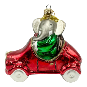 Vintage Babar Elephant Glass Holiday Christmas Ornament