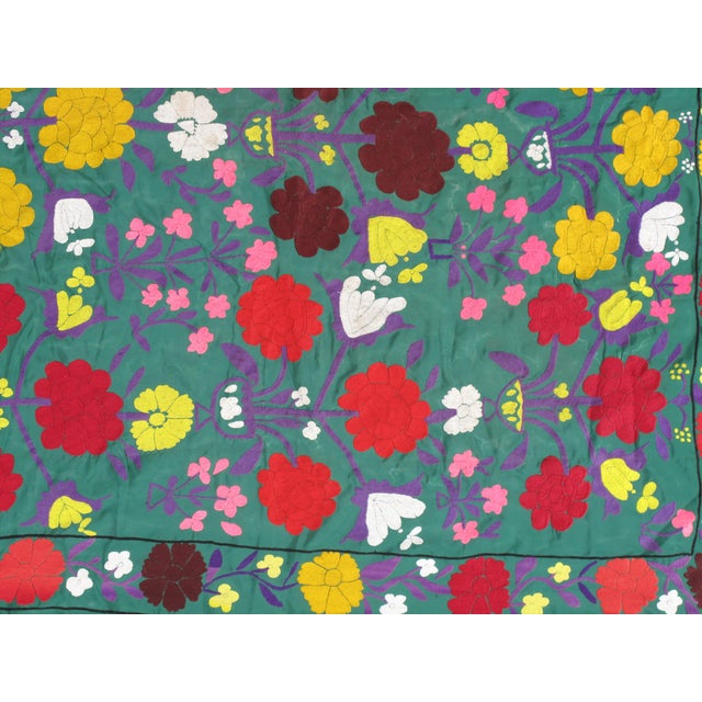 Red Late 20th Century Suzani Style Textile, Red, Yellow, Floral, Colorful For Sale - Image 8 of 15