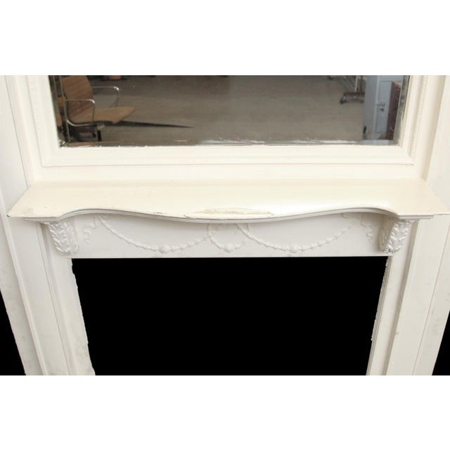White Antique Federal Wood Mantel With Beveled Mirror For Sale - Image 8 of 11