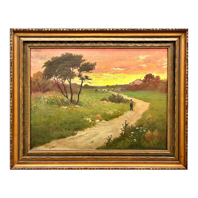 An American Farm at Sunset by S. Salomon For Sale