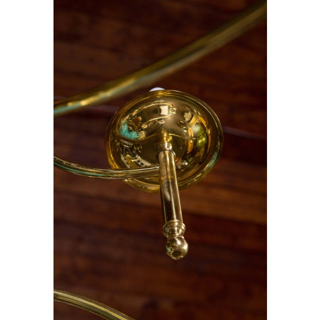 Copper Large Department Store Chandelier, Robin's Egg Blue and Brass For Sale - Image 8 of 9