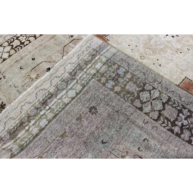 Tan Vintage Turkish Oushak Rug With Geometric Central Medallion in Earth Tones For Sale - Image 8 of 9