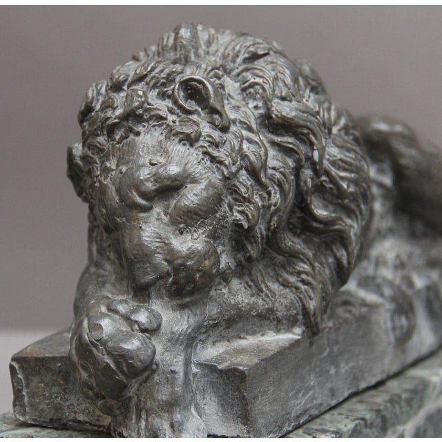 Gray Grand Tour Models of Canova Lions in Marble, 1920, Set of 2 For Sale - Image 8 of 9