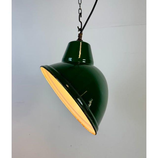 Industrial Green Enamel Factory Pendant Lamp, 1960s For Sale - Image 14 of 16