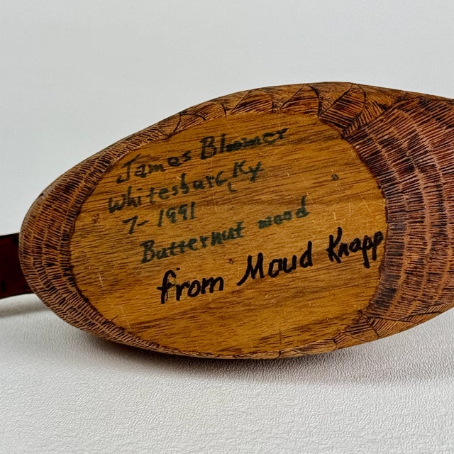 Vintage Hand Carved of Butternut Wood Duck by James Bloomer of Whitesburg, Kentucky For Sale - Image 12 of 12