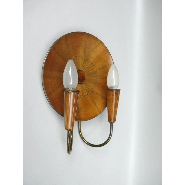 Sunburst Wall Light in Wood & Brass from Temde, 1950s For Sale - Image 4 of 18