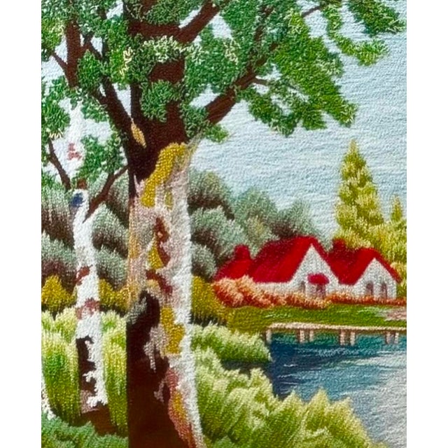 1970s Landscape Needlepoint Textile Art Signed K/N For Sale - Image 4 of 5