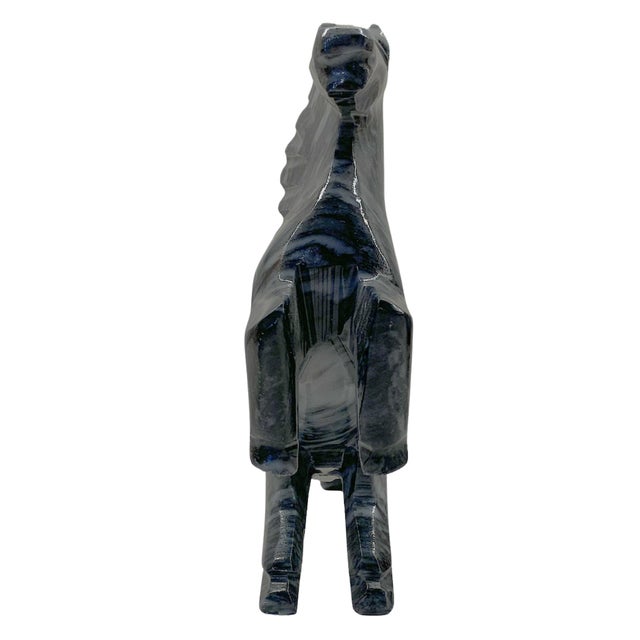 Late 20th Century Vintage Carved Black Marble Rearing Horse Sculpture For Sale - Image 5 of 7