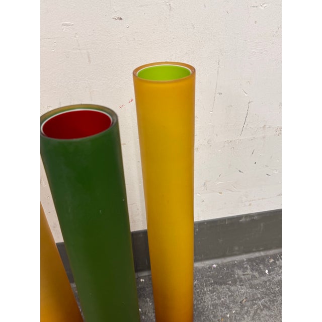 Laura De Santillana for Arcade Murano Bambu Tall Glass Vases, Set of Three For Sale - Image 4 of 12