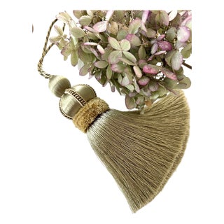 Olive Green Key Tassels With Velvet & Satin Details - A Pair For Sale