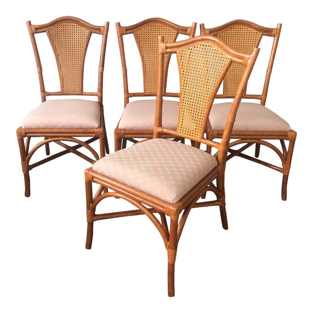 Palecek Bamboo + Cane Dining Chairs Set of 4 Chairish