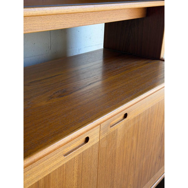 Skovby Teak Credenza and Hutch With Glass Sliding Doors Danish Mid-Century Modern 1970s For Sale - Image 14 of 14