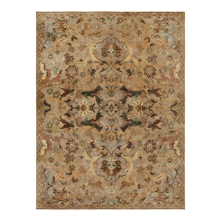 Rug & Kilim’s Polonaise Style Rug in Beige-Brown With Floral Patterns For Sale