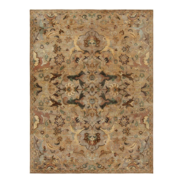 Rug & Kilim’s Polonaise Style Rug in Beige-Brown With Floral Patterns For Sale
