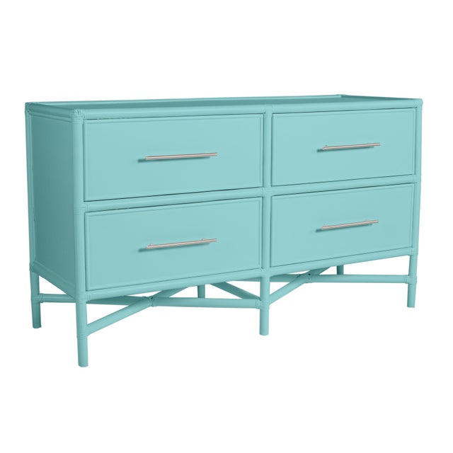 Contemporary Verona Four-Drawer Dresser in Turquoise For Sale - Image 3 of 6