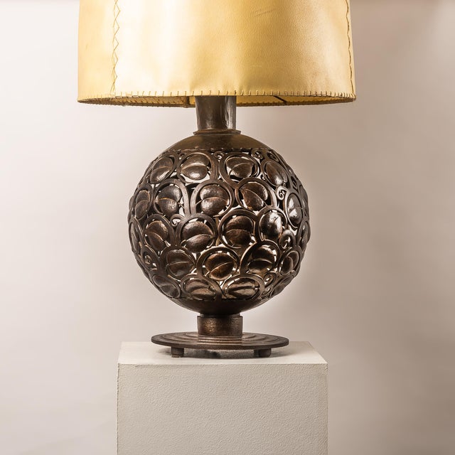 Large Art Deco Wrought Iron Table Lamp by Edgar-William Brandt, 1930s For Sale - Image 6 of 18