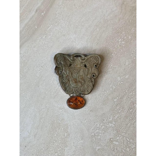 Vintage Stone Brooch With Amber For Sale - Image 11 of 12