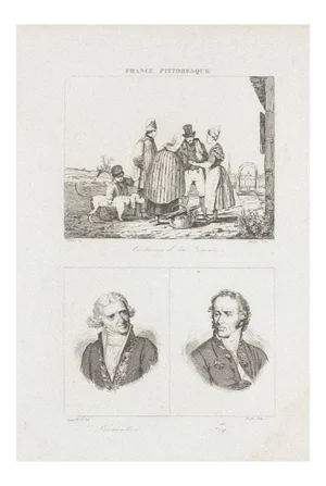 Unknown - Costumes and Portraits - Original Lithograph - 19th Century