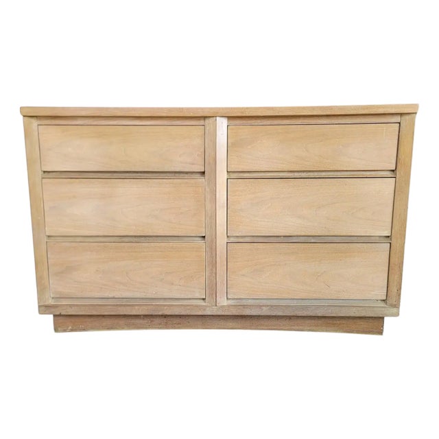Kent Coffey Cerused Walnut Mid-Century Modern Low Dresser For Sale
