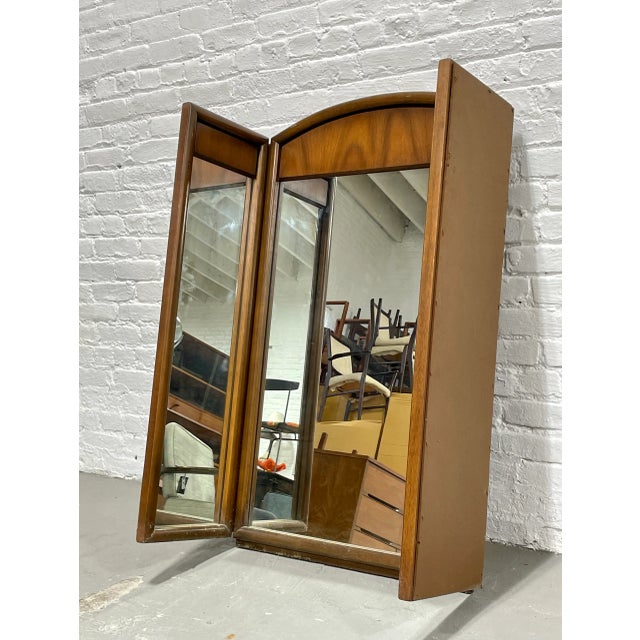Large Mid Century Modern Walnut Three Panel Mirror, C. 1960's For Sale - Image 9 of 13