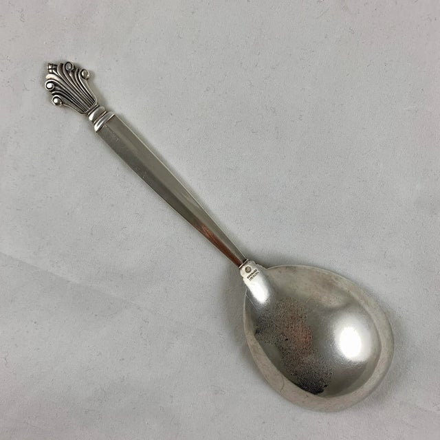 Georg Jensen Sterling Silver Acanthus Pattern Serving Spoon, Early 1900s Denmark For Sale In Philadelphia - Image 6 of 9