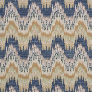 Schumacher Elio Flamestitch Fabric In Indigo For Sale