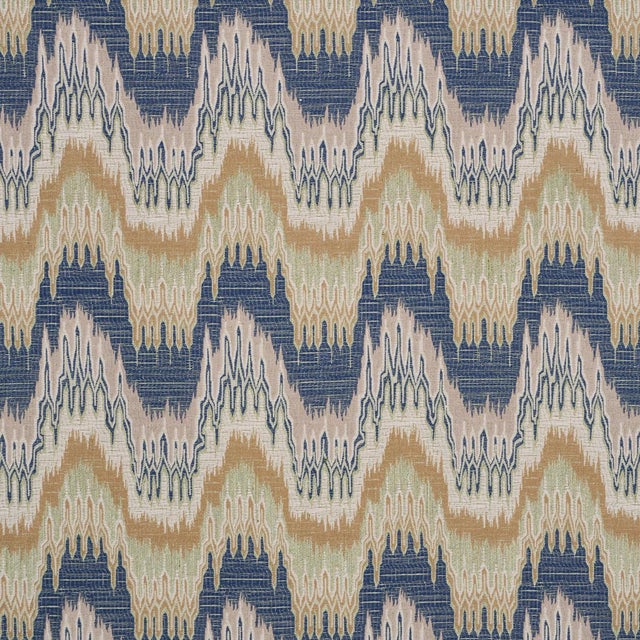 Schumacher Elio Flamestitch Fabric In Indigo For Sale