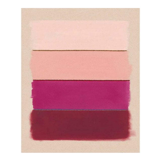 Modern Abstract Stripes Pink & Berry Red Art Print, 30 X 24 Unframed Print For Sale