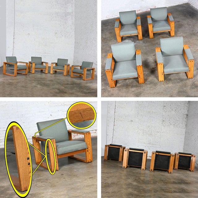 Late 20th Century Modern Open Frame Club Chairs Oak Frames With ...