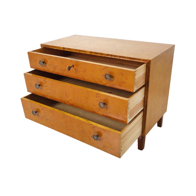 1940s Swedish Modern Birch Wood Chest of Drawers For Sale - Image 4 of 15