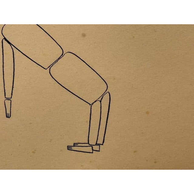 "Bending Woodman Toy" Ink on Paper, Drawing by Jerry O'Day For Sale - Image 4 of 7