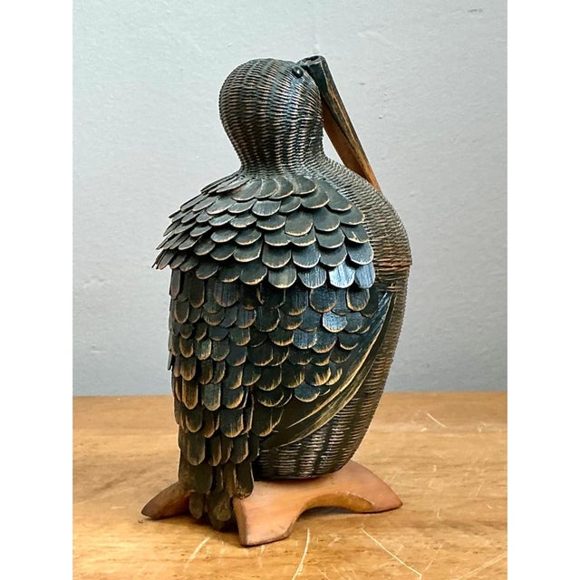 Vintage Shanghai Weave Rattan Pelican Basket For Sale - Image 4 of 13