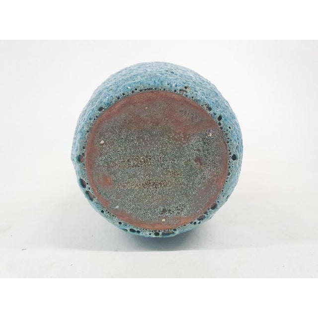 Blue Fat Lava Ceramic Vase attributed to Pieter Groeneveldt, Netherlands, 1970s For Sale - Image 6 of 7