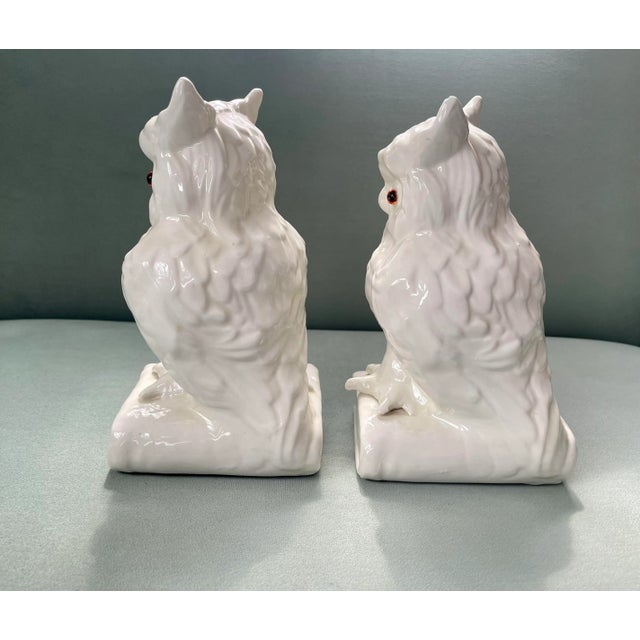 Vintage Ceramic Owl Bookends-A Pair For Sale - Image 4 of 8