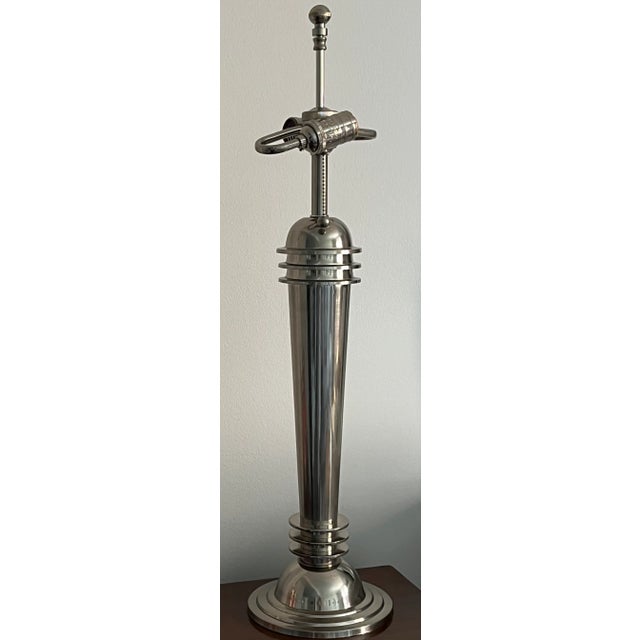 Rare Chrome Fredrick Cooper Mid-century Art Deco style table lamp. Features chrome discs which give it a space age flair;...